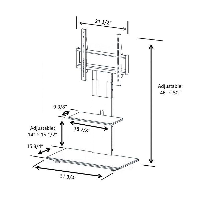 White Adjustable TV Stand with Mount and Shelves