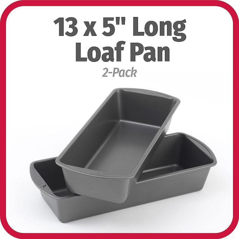 GoodCook Set of 2 Extra Large 13'' x 5'' Nonstick Steel Bread Loaf Pans, Gray,