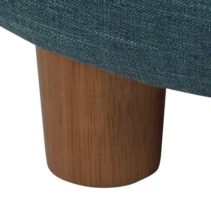 Round Storage Ottoman Teal - HomePop: Upholstered Footstool, Easy Lift Top, 250lb Capacity