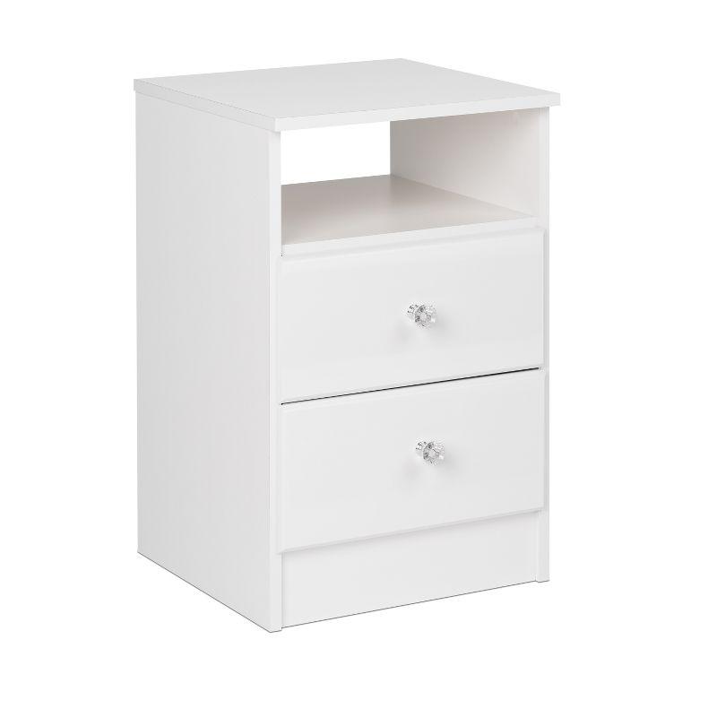 Astrid Crystal White 2-Drawer Nightstand with Acrylic Knobs