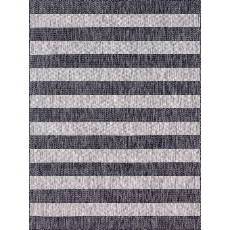 Unique Loom 9' 0 x 12' 2 Rectangle Indoor/Outdoor Striped Charcoal Gray Area Rug