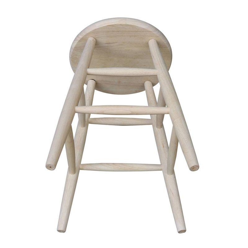 24" Scooped Seat Counter Height Barstool Unfinished - International Concepts: Solid Wood, Round, Backless