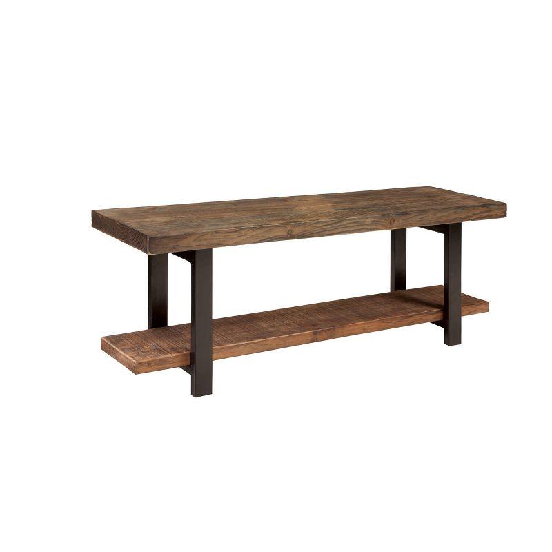 48" Pomona Solid Wood and Metal Entryway Bench Brown - Alaterre Furniture: Rustic Style, 2-Seater with Storage, Spot Clean