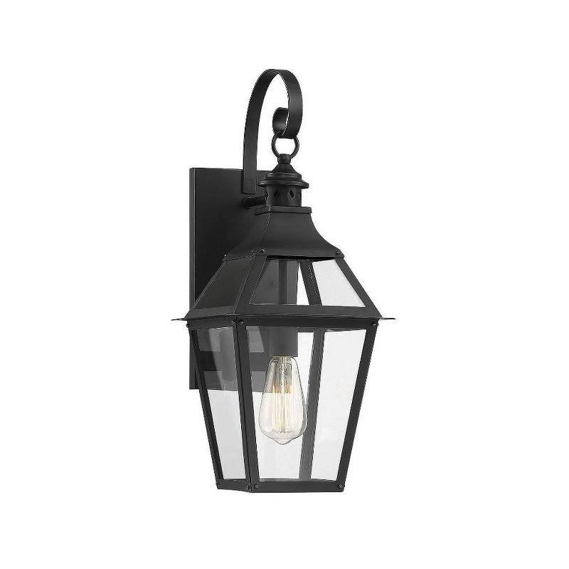 Jackson 1-Light Outdoor Wall Lantern in Matte Black with Gold Highlights