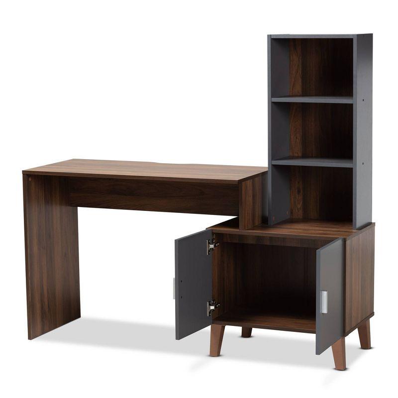 Contemporary Jaeger Two-Tone Walnut and Grey Wood Desk with Storage