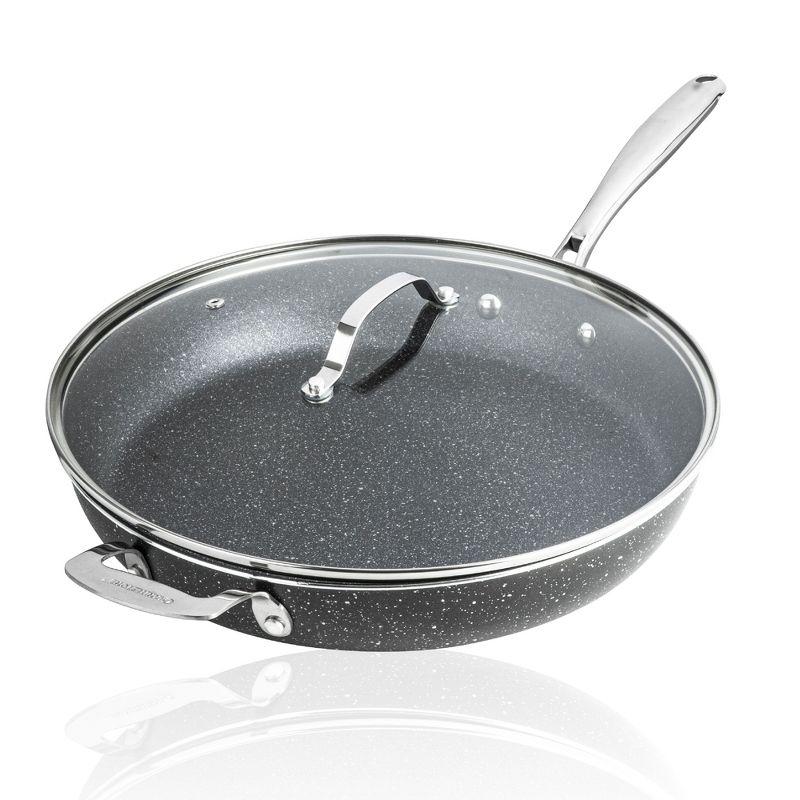 Granitestone 14" Black Nonstick Aluminum Fry Pan with Lid