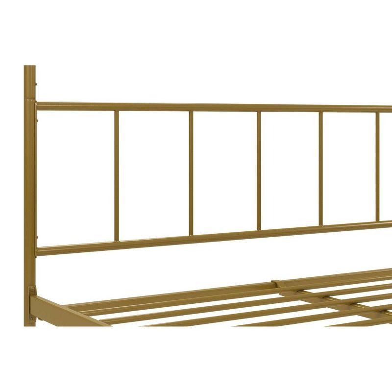 Elegant Gold Queen Metal Canopy Bed with Sophisticated Headboard