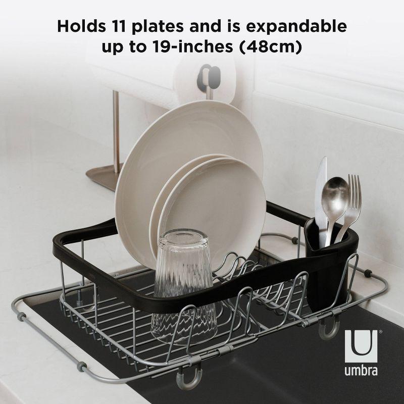 Black and Nickel Metal Dish Rack with Utensil Cup