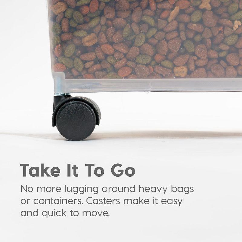IRIS USA 54 Lbs / 69 Qt WeatherPro Airtight Pet Food Storage Container with Attachable Casters, For Dog Cat Bird and Other Pet Food Storage Bin, Black