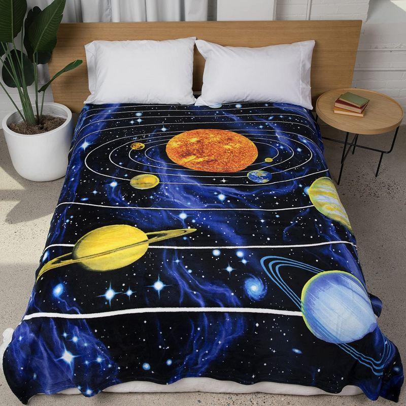 Queen Size Solar System Fleece Blanket for Boys