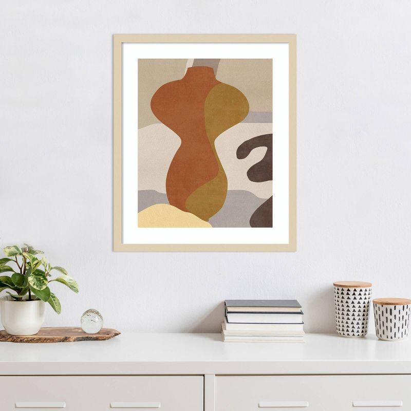 Cubist Vase IV Svelte Natural Framed Abstract Print