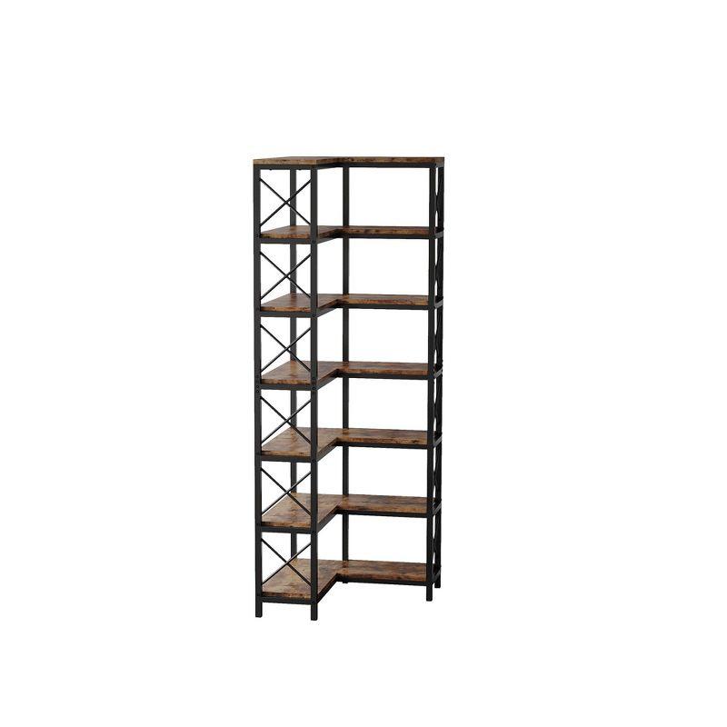 Tribesigns 7-Tier L-Shaped Bookshelf, Modern Corner Book Display Shelving Unit Black