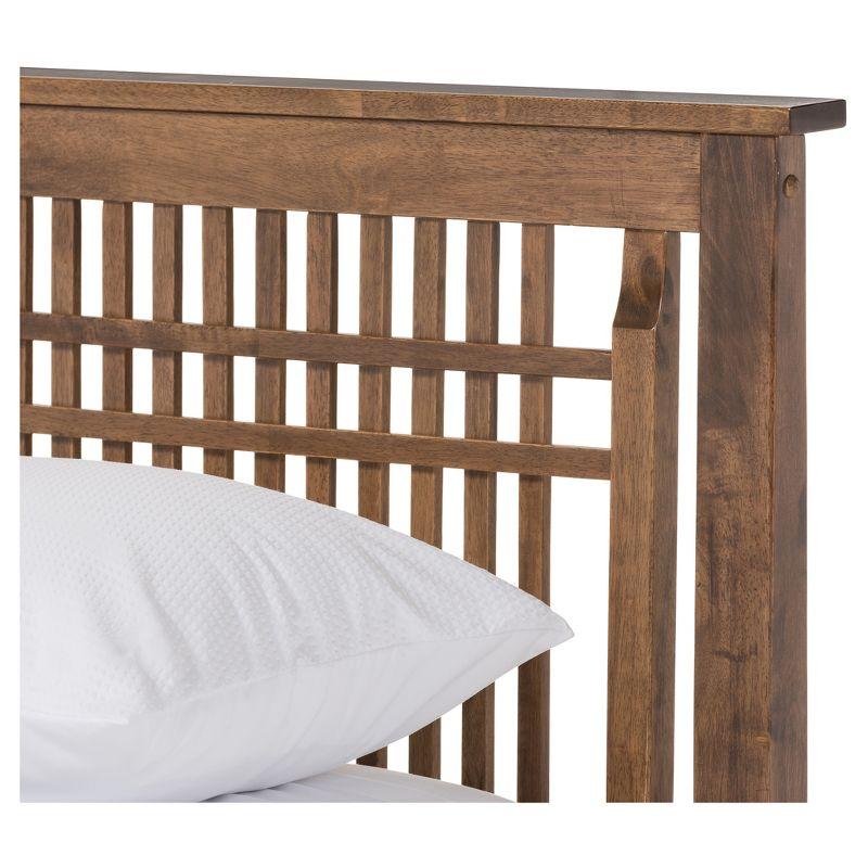 Queen Loafey Mid-Century Modern Solid Wood Platform Bed - Baxton Studio: Rubberwood, No Box Spring Required