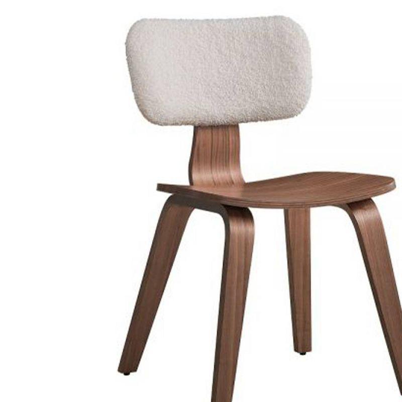 Casson Side Chair (Set-2), White Boucle & Walnut Finish (Set of 2)