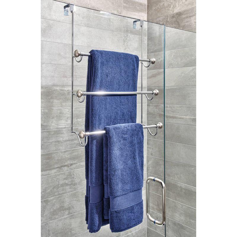 iDESIGN York Metal Split Finish Towel Holder: Over Door Bathroom Rack, Dual Bars, No Warranty