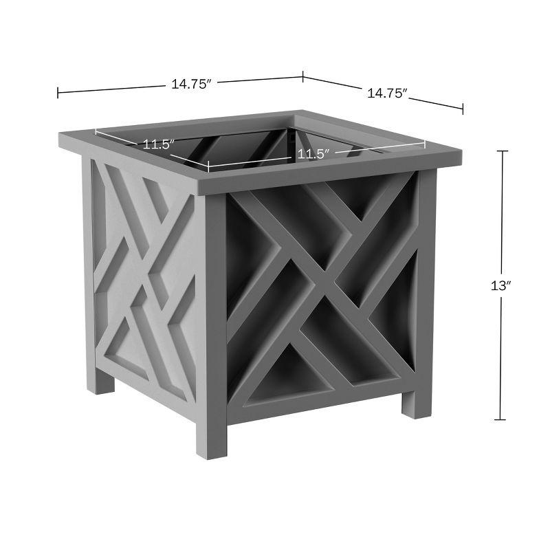 Pure Garden 14.75" Lattice Planter Box, Gray