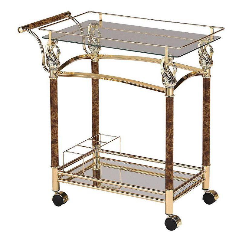 29" Helmut Kitchen Carts And Islands Gold Plated and Clear Glass - Tempered - Acme Furniture