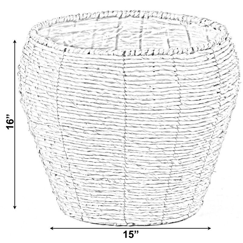 Vintiquewise Woven Round Flower Pot Planter Basket with Leak-Proof Plastic Lining