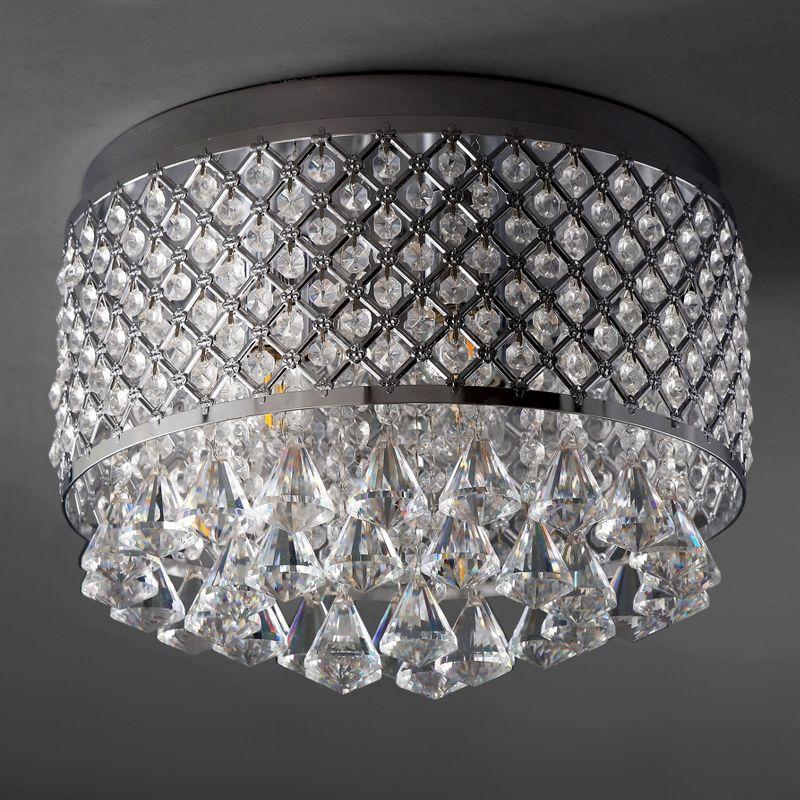 JONATHAN Y Evelyn 3-Light Crystal Drops/Metal LED Flush Mount