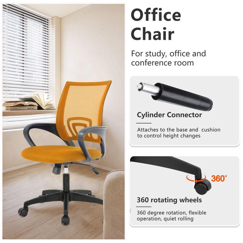 FDW Home Office Chair Mesh Computer Chair with Lumbar Support Armrest Adjustable Mid Back Task Chair for Women Adults, Orange