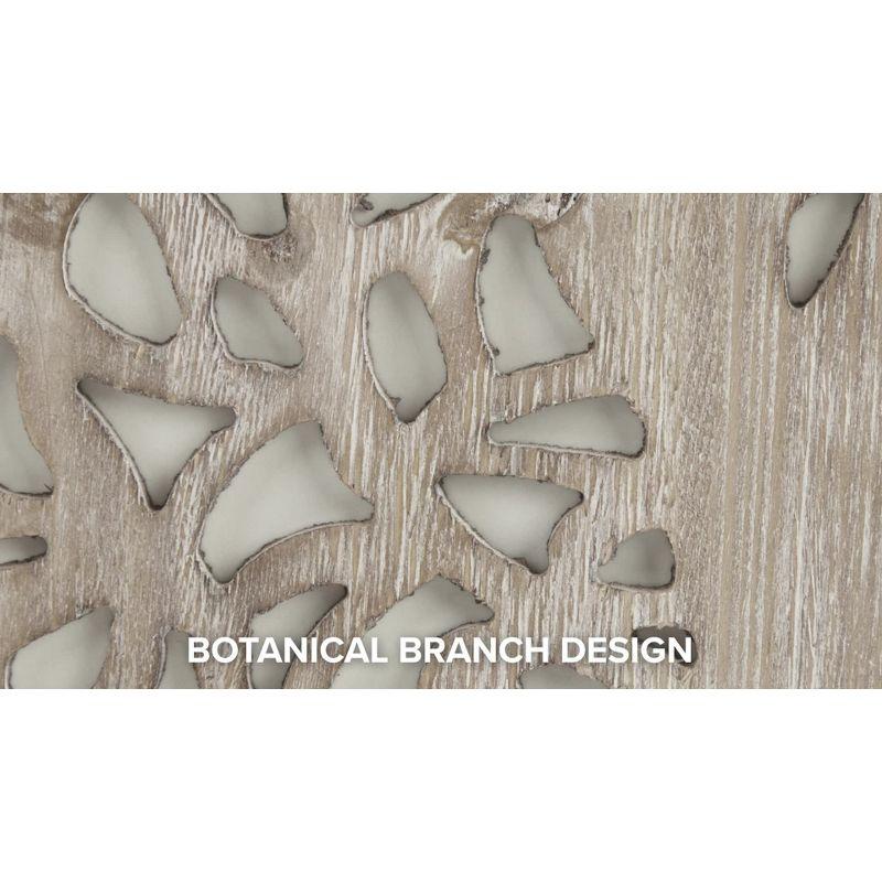 Madison Park Laurel Branches Carved Wood Wall Decor Panel Gray: Modern Botanical MDF Art, All Ages Oriented