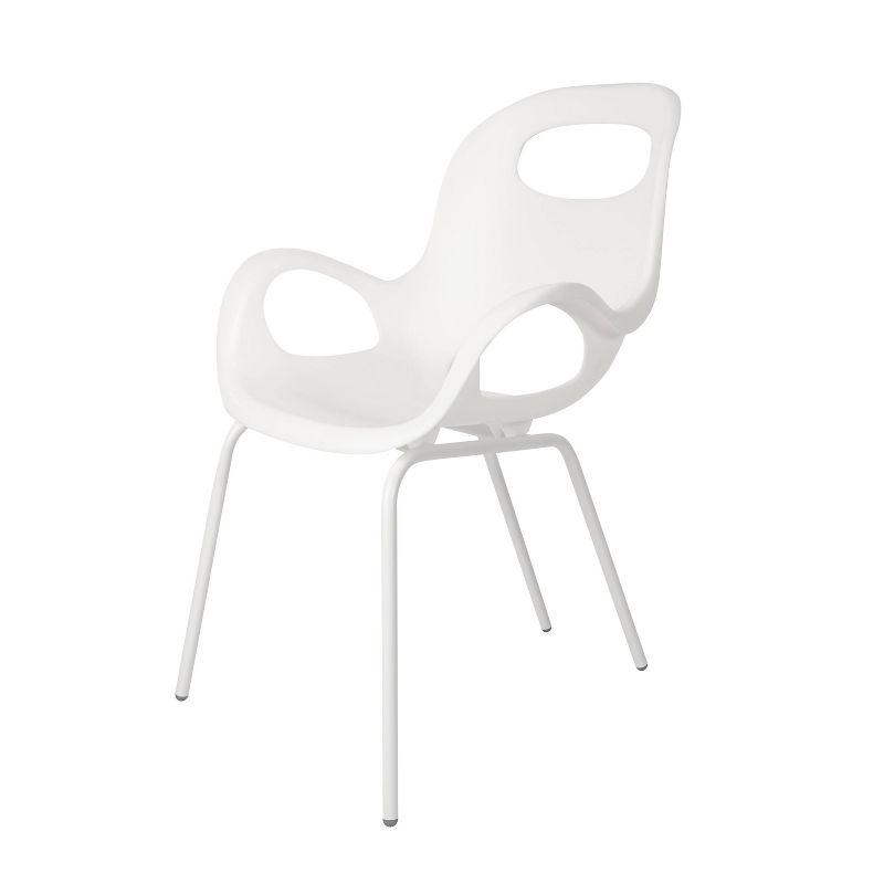 High White Metal Arm Chair with Nylon Feet