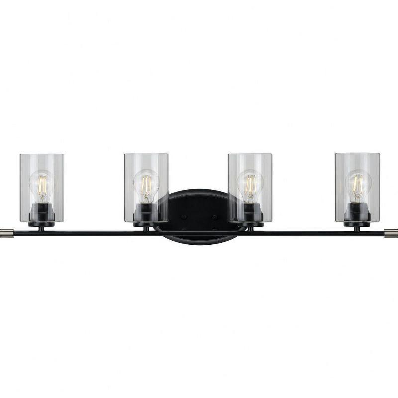 Progress Lighting Riley Collection 4-Light Bath Vanity in Matte Black with Clear Glass Shades