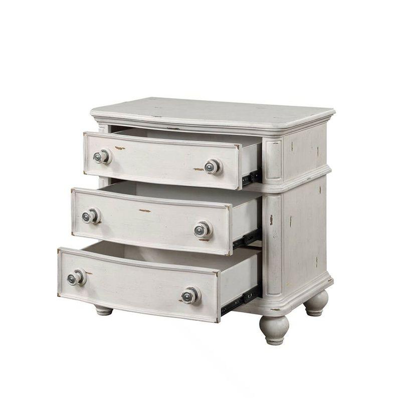 30" Jaqueline Nightstand Antique White Finish - Acme Furniture: Elegant Storage Solution with Felt-Lined Drawer