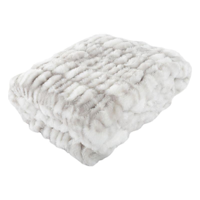 Lavish Home 60x80 Jacquard Faux Fur Blanket