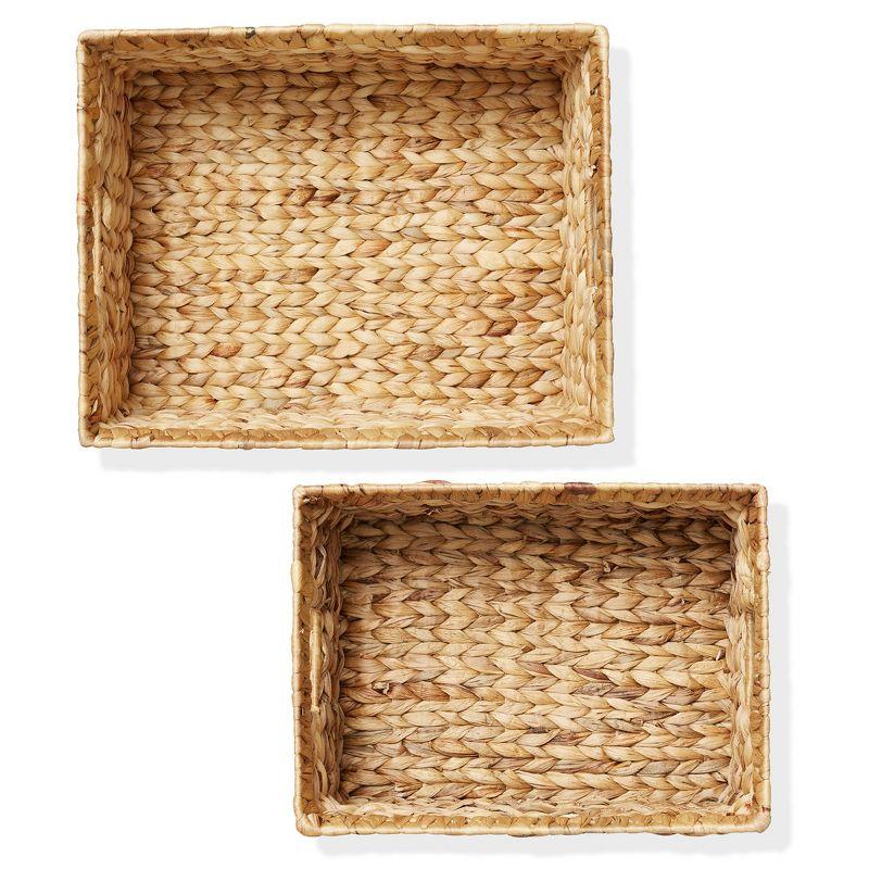 Casafield Water Hyacinth Storage Basket Set with Handles - Woven Organizers for Bathroom, Laundry, Pantry, Office, Shelves