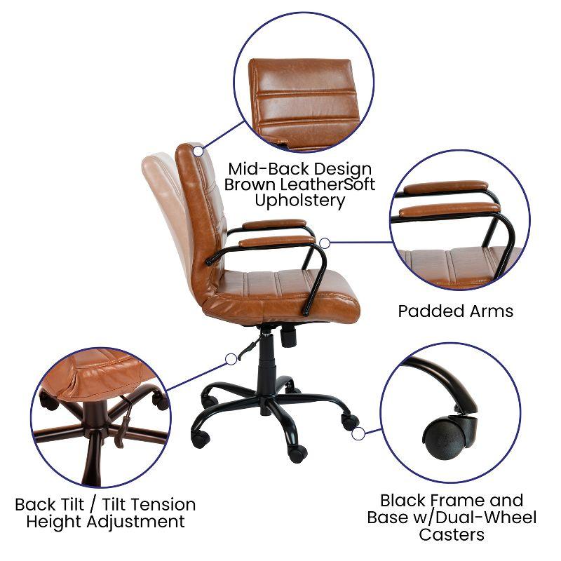 Mid-Back Executive Swivel Office Chair with Metal Frame and Arms