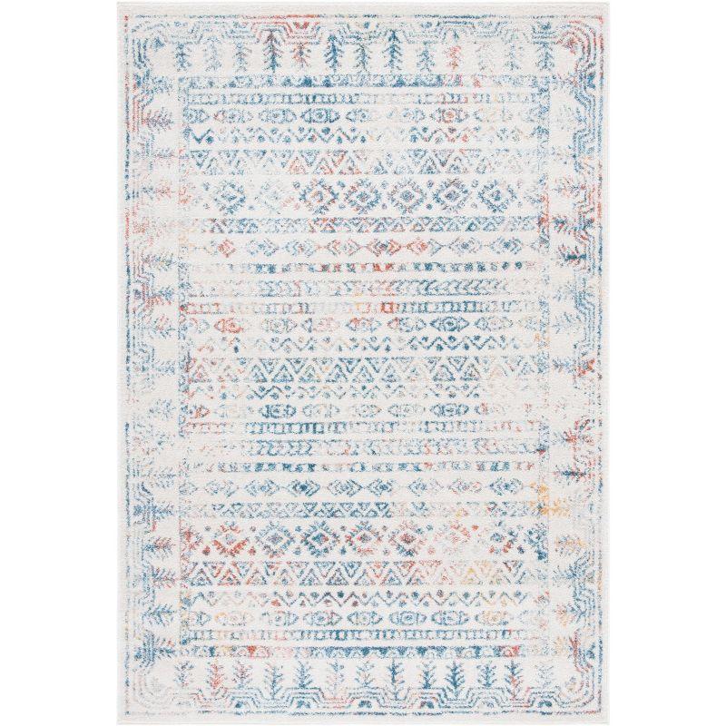 Ivory Boho-Chic Hand-Knotted 4'x6' Easy-Care Area Rug