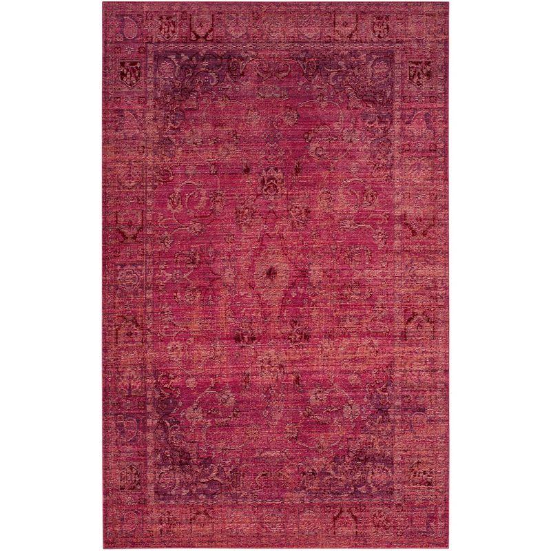 Lustrous Red Persian Motif 4' x 6' Easy-Care Synthetic Rug