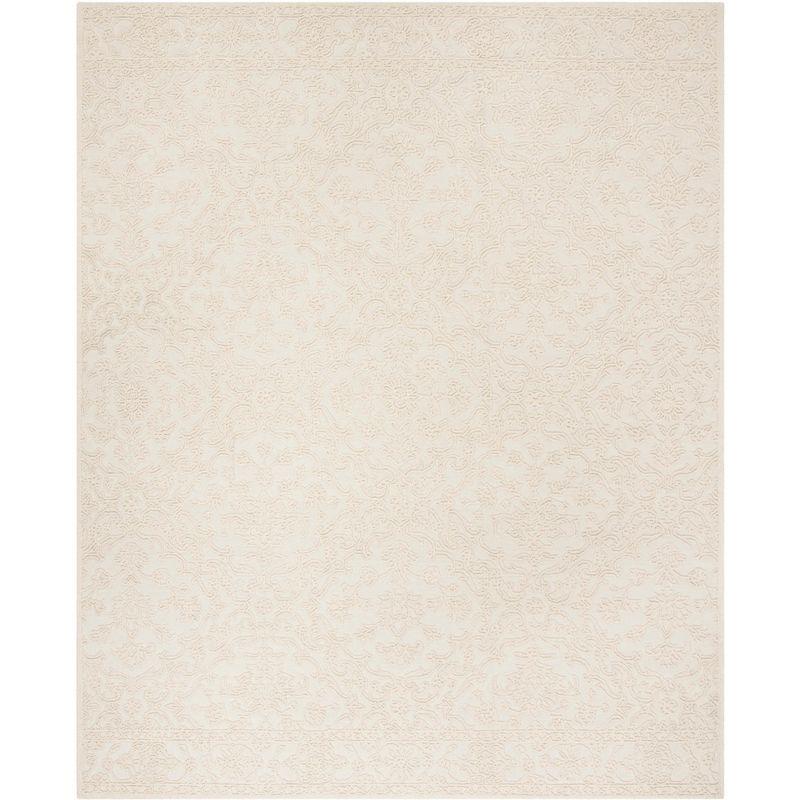 Elegant Ivory Tufted Wool 8' x 10' Handmade Area Rug