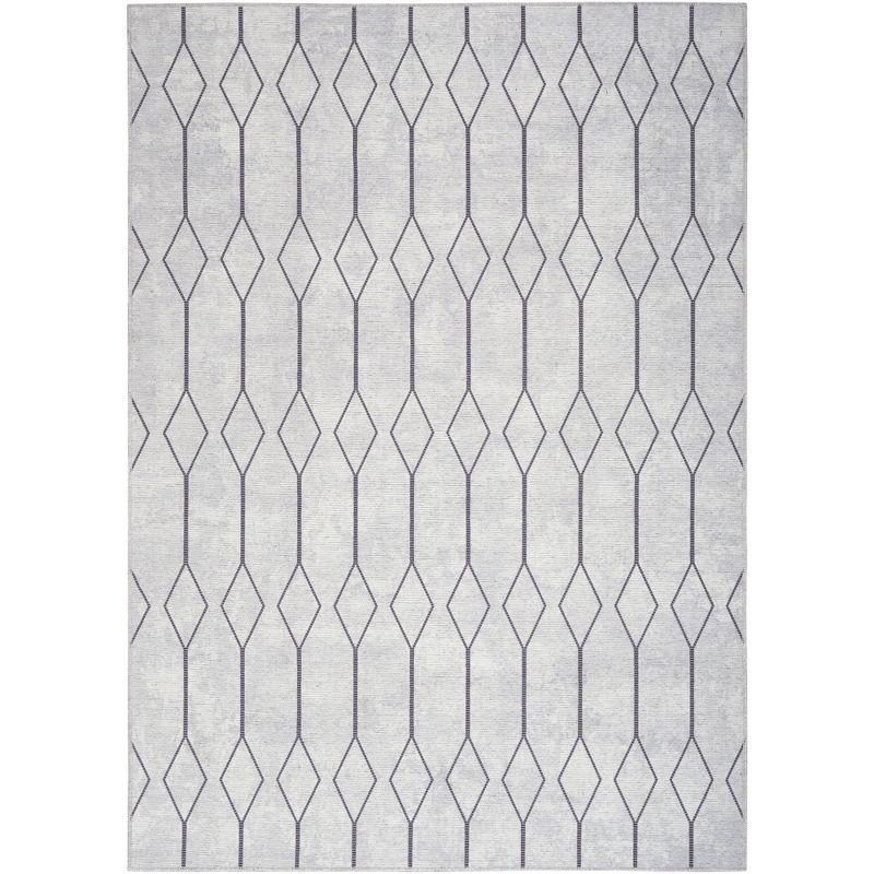 Pymble Geometric Machine Washable Area Rug in Ivory/Grey