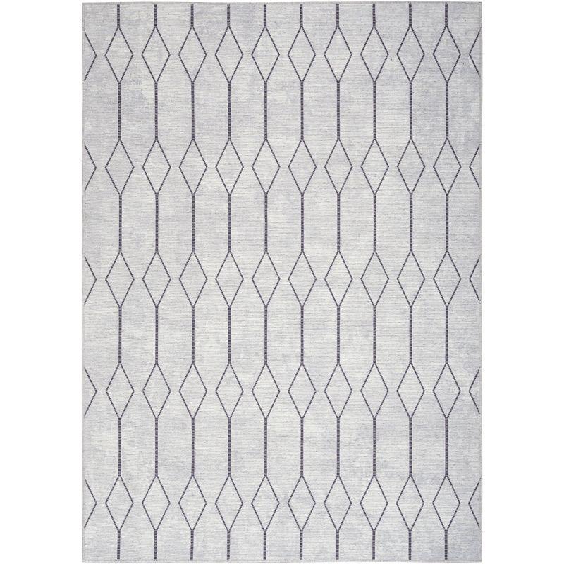 SR107 Geometric Machine Washable Area Rug in Ivory/Grey