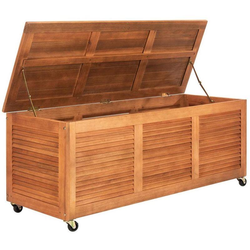 Elina 47.2 Inch Natural Wood Outdoor Deck Box with Wheels