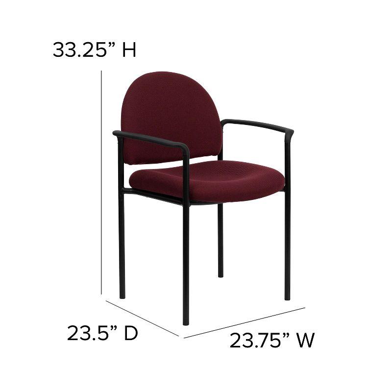 ErgoStack Burgundy Fabric and Black Metal Side Reception Chair