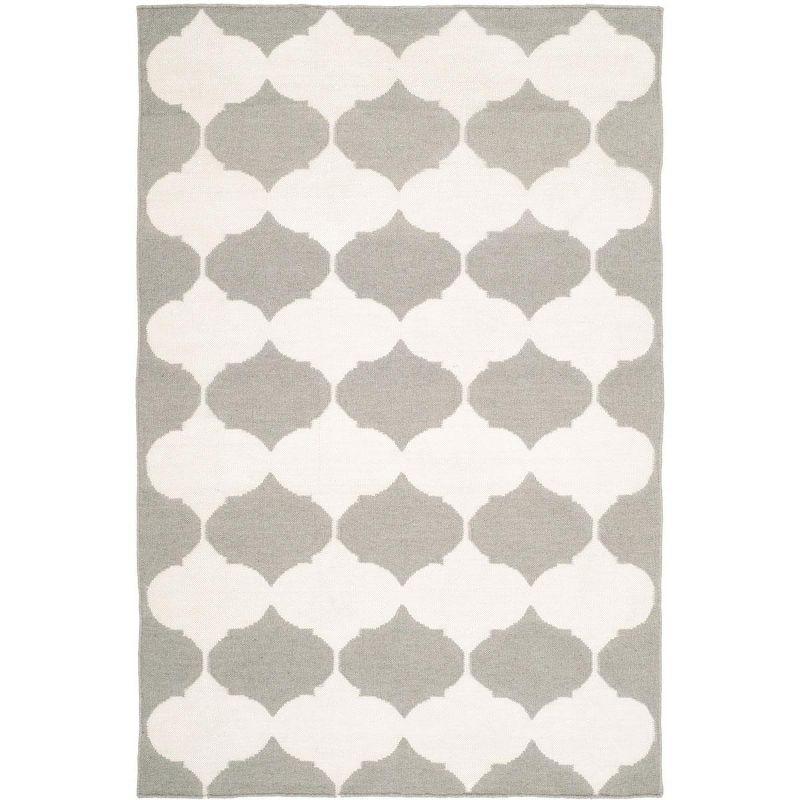Dhurries DHU624 Hand Woven Area Rug - Grey/Ivory - 3'x5' - Safavieh..