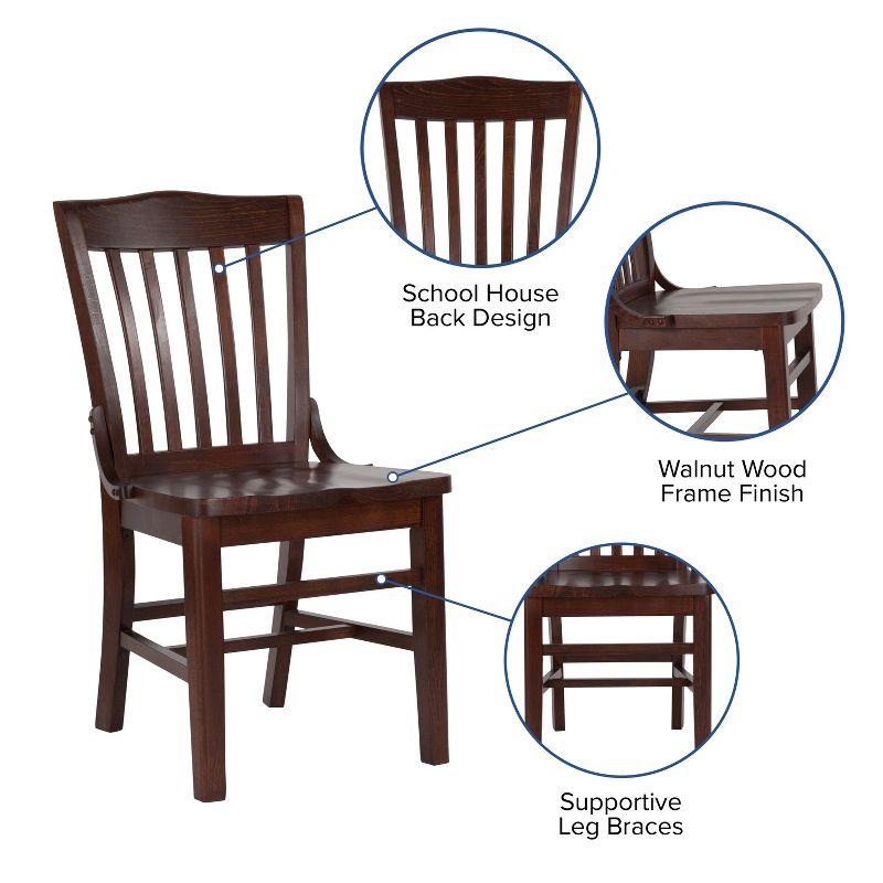 Traditional Walnut Wood Slat Back Dining Chair