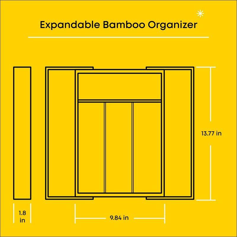 JoyJolt JoyJolt Bamboo Expandable Flatware Drawer Organizer for Kitchen Utensils