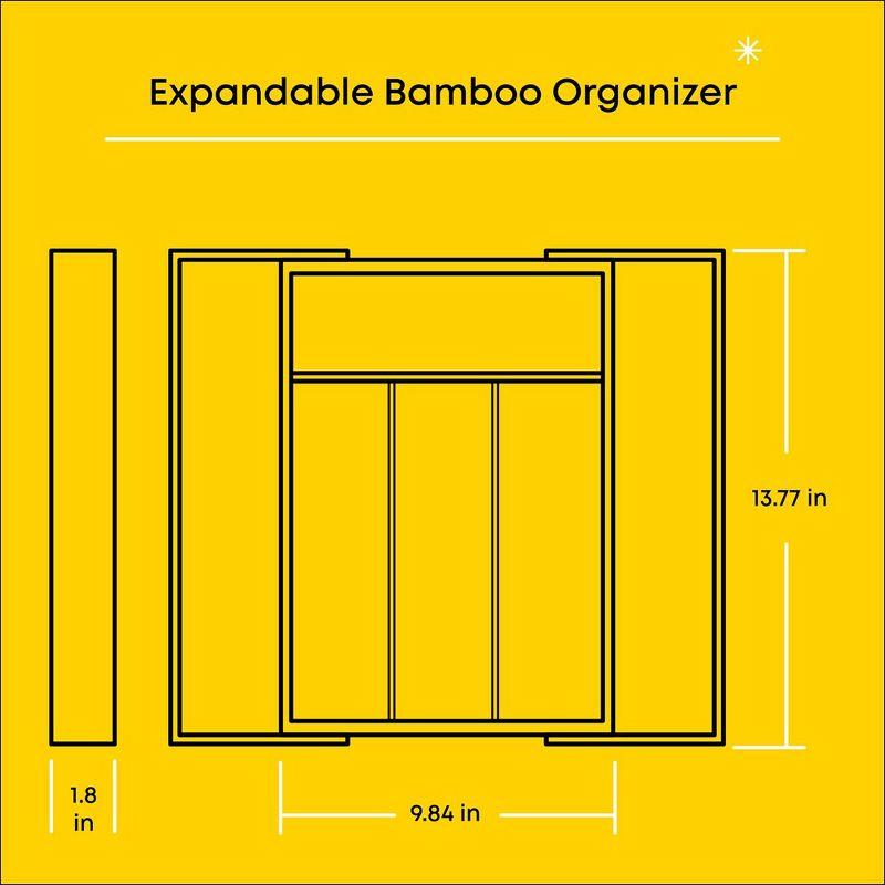 JoyJolt Expandable Bamboo Flatware Organizer