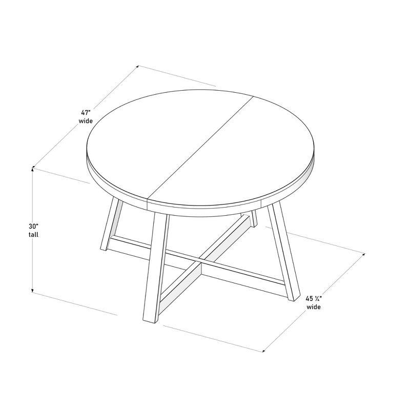 47" Light Brown Solid Wood Round Farmhouse Dining Table