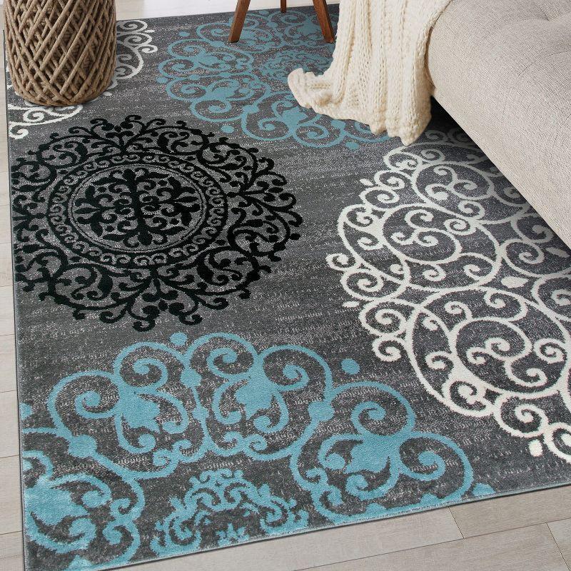 World Rug Gallery Floral Gray 3'3" x 5' Area Rug