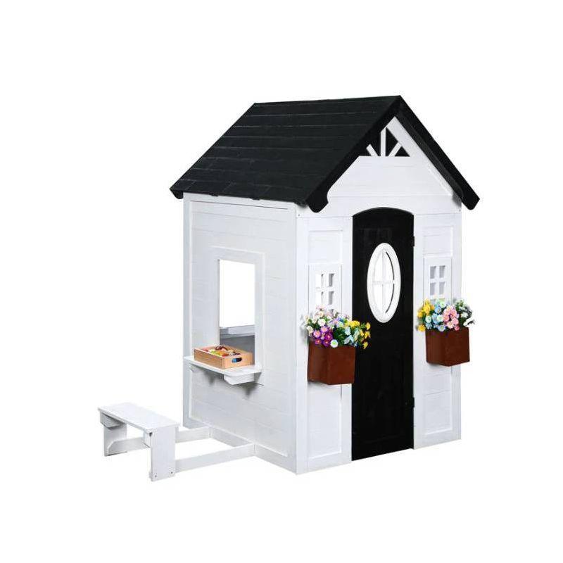 Zahara White and Black Wooden Playhouse with Kitchen