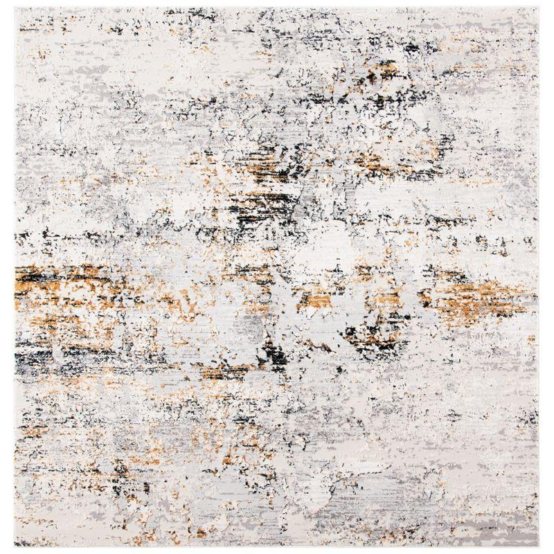 Amalfi 6'7" Square Cream and Gold Abstract Area Rug