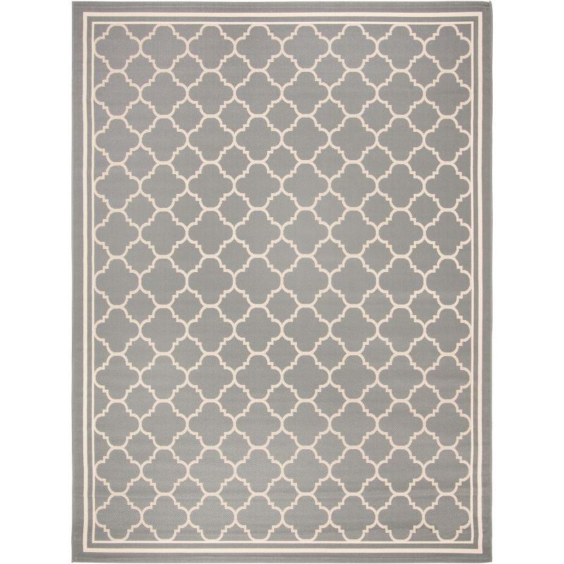 Gray and Beige Rectangular Synthetic Outdoor Area Rug