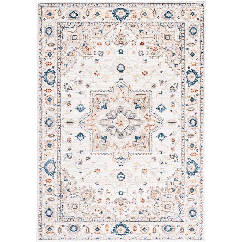 Ivory and Beige Hand-knotted Synthetic Rectangular Area Rug 4' x 6'