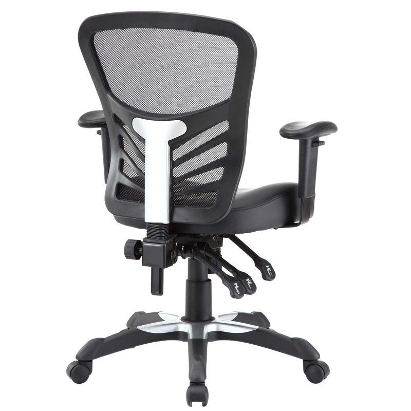 Articulate Mesh Office Chair Black Vegan Leather - Modway: Ergonomic, Adjustable Arms, Swivel, 330lb Capacity