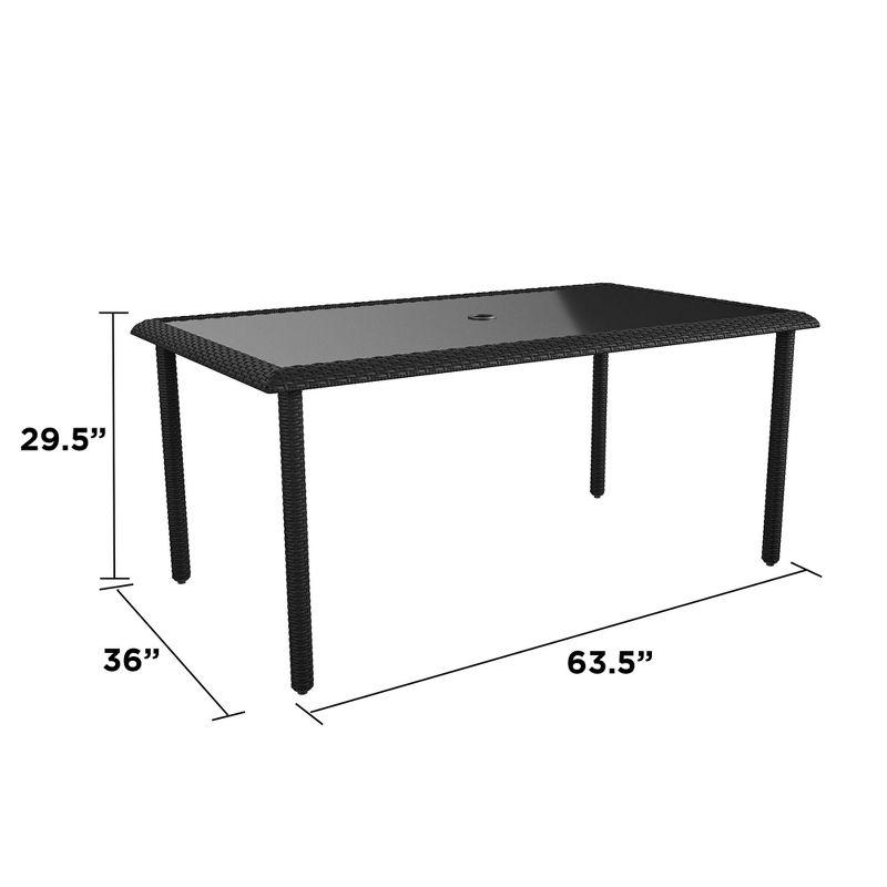 Black Steel and Glass Rectangular Patio Dining Table